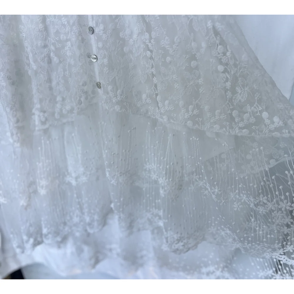 White Embroidered Floral Maxi Dress Flutter Sleeve Bridal Wedding Guest Fairy